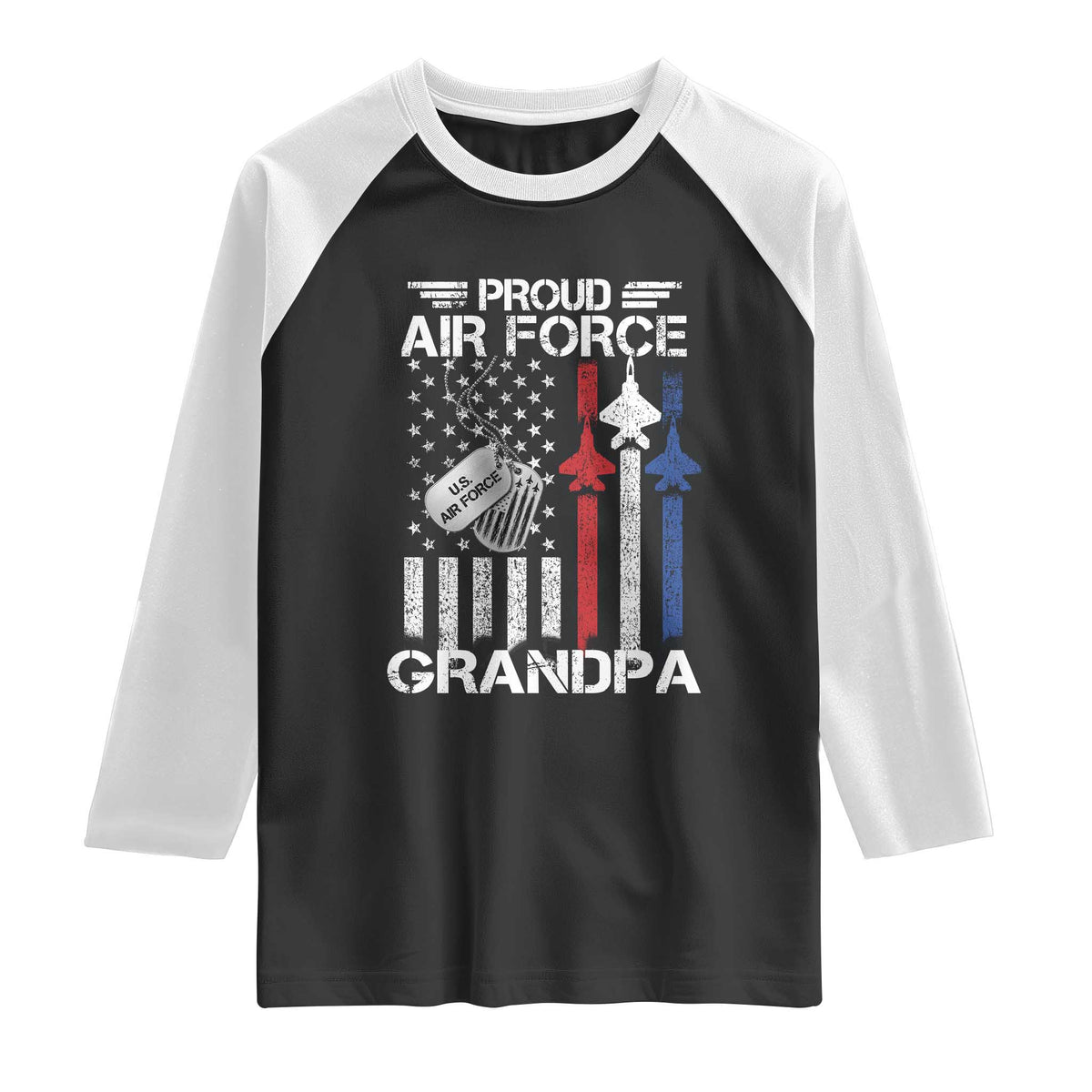 Proud Air Force Grandpa Raglan Shirt Military Army Grandfather Vintage American Flag