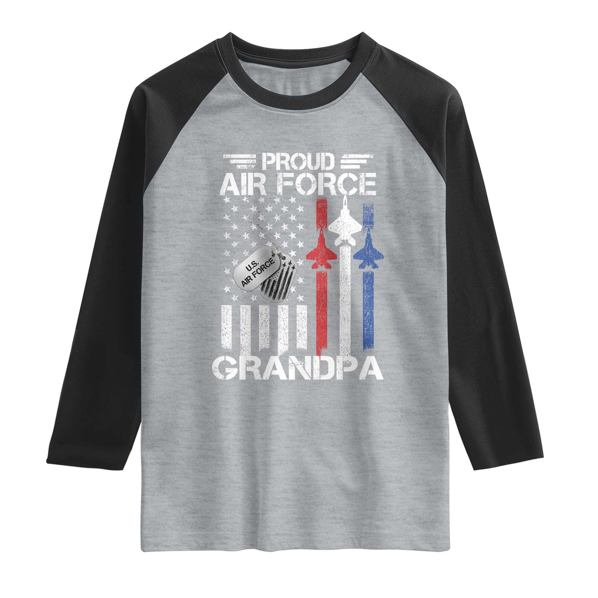 Proud Air Force Grandpa Raglan Shirt Military Army Grandfather Vintage American Flag