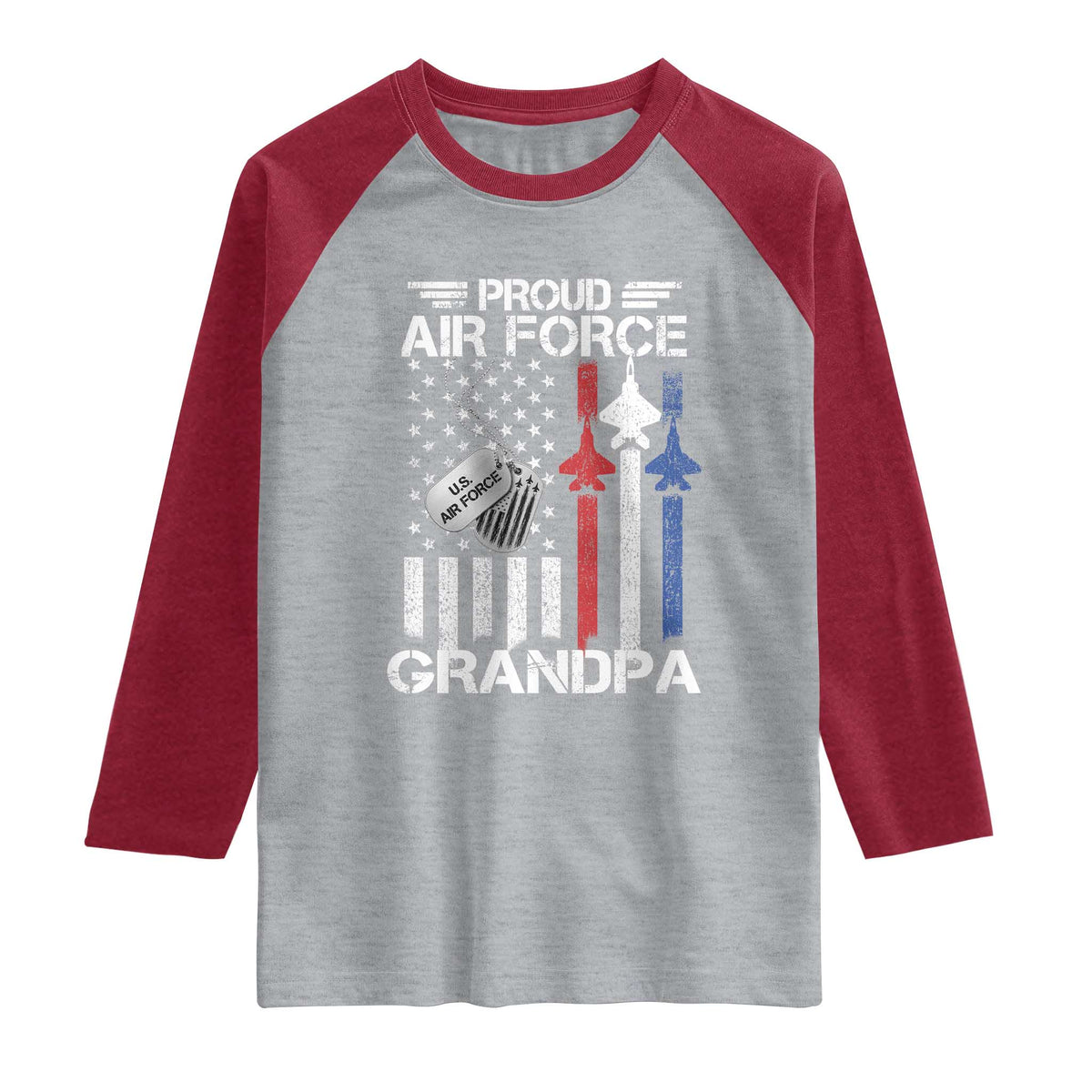 Proud Air Force Grandpa Raglan Shirt Military Army Grandfather Vintage American Flag