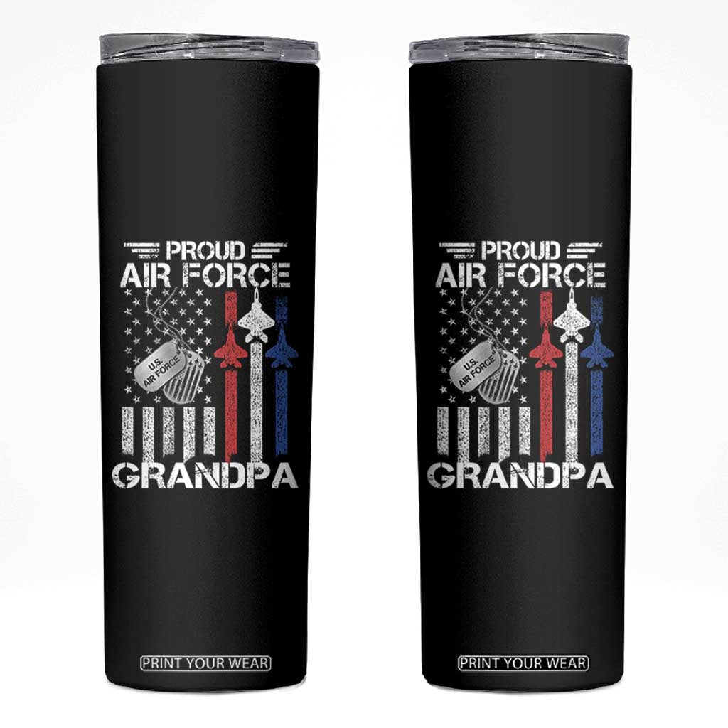 Proud Air Force Grandpa Skinny Tumbler Military Army Grandfather Vintage American Flag TS11 Black Print Your Wear