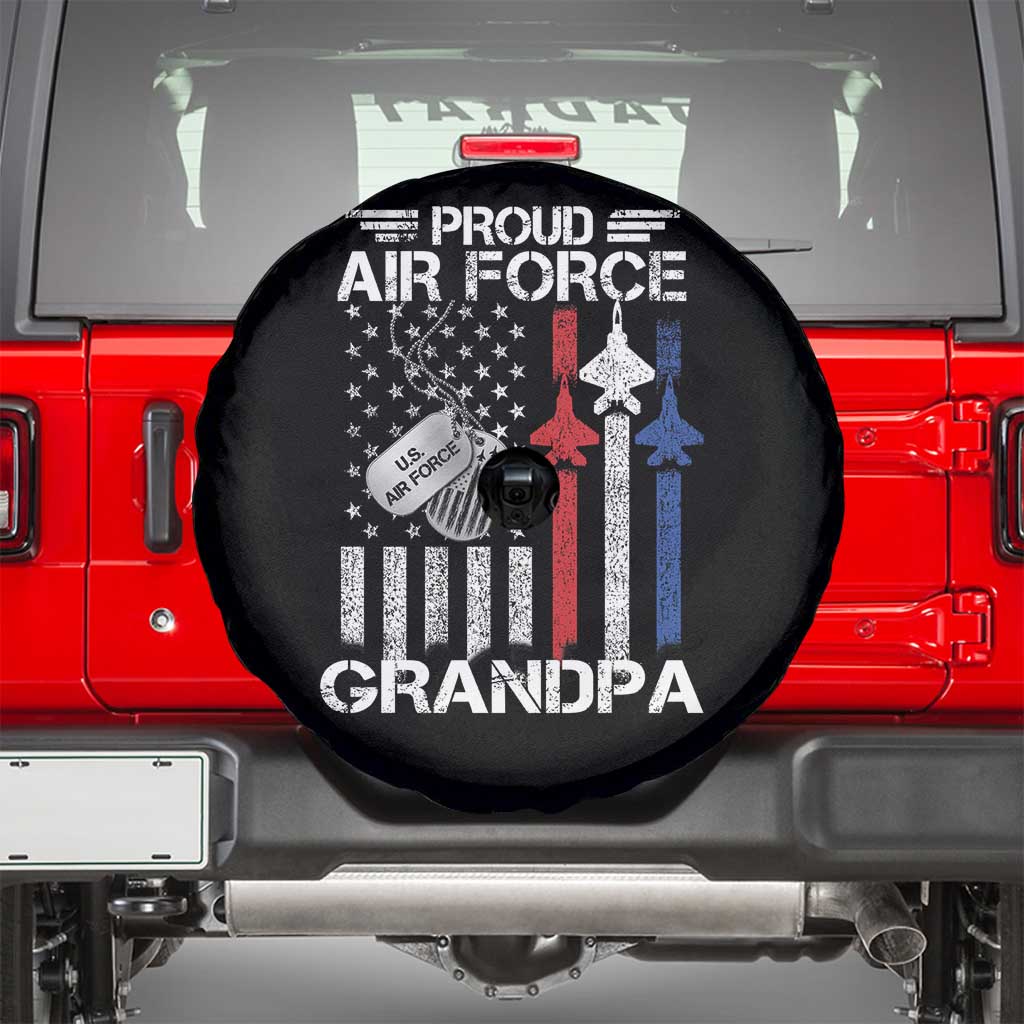 Proud Air Force Grandpa Spare Tire Cover Military Army Grandfather Vintage American Flag TS11 Black Print Your Wear