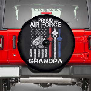 Proud Air Force Grandpa Spare Tire Cover Military Army Grandfather Vintage American Flag TS11 Black Print Your Wear