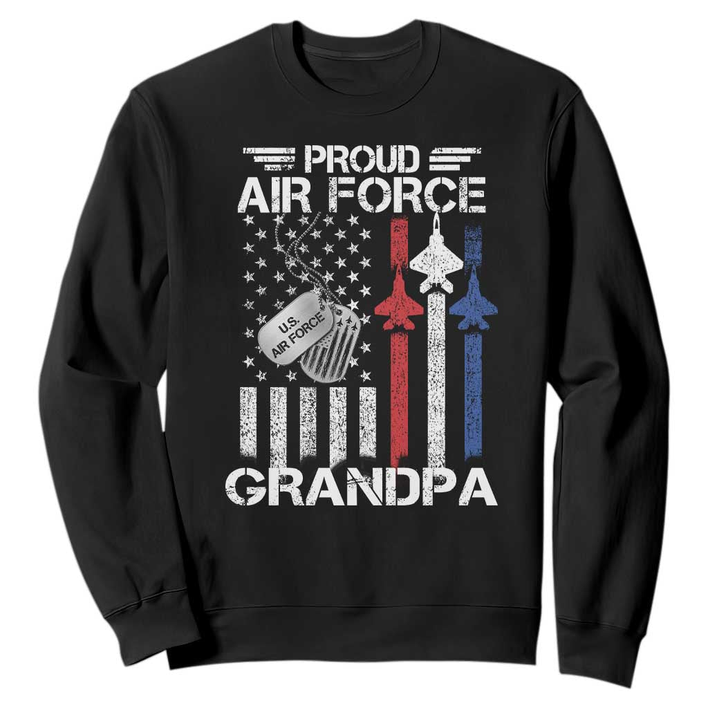 Proud Air Force Grandpa Sweatshirt Military Army Grandfather Vintage American Flag