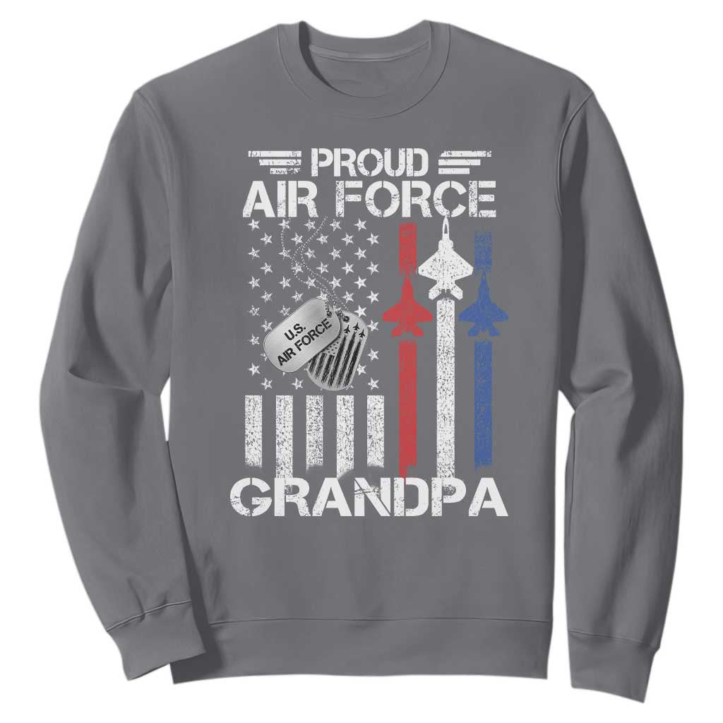 Proud Air Force Grandpa Sweatshirt Military Army Grandfather Vintage American Flag