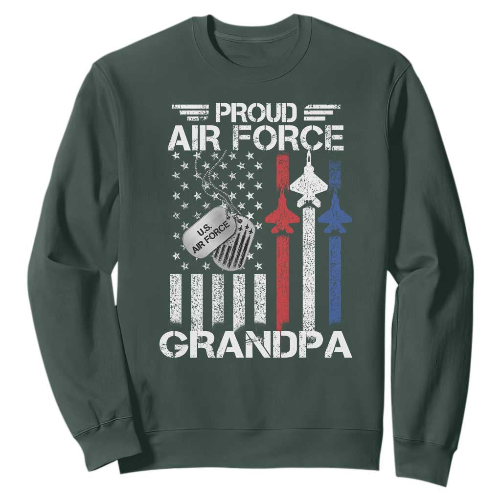 Proud Air Force Grandpa Sweatshirt Military Army Grandfather Vintage American Flag