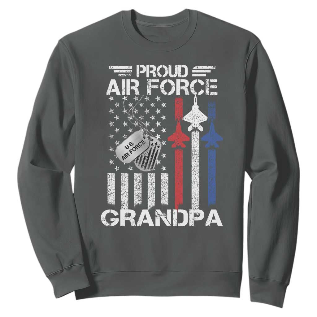 Proud Air Force Grandpa Sweatshirt Military Army Grandfather Vintage American Flag
