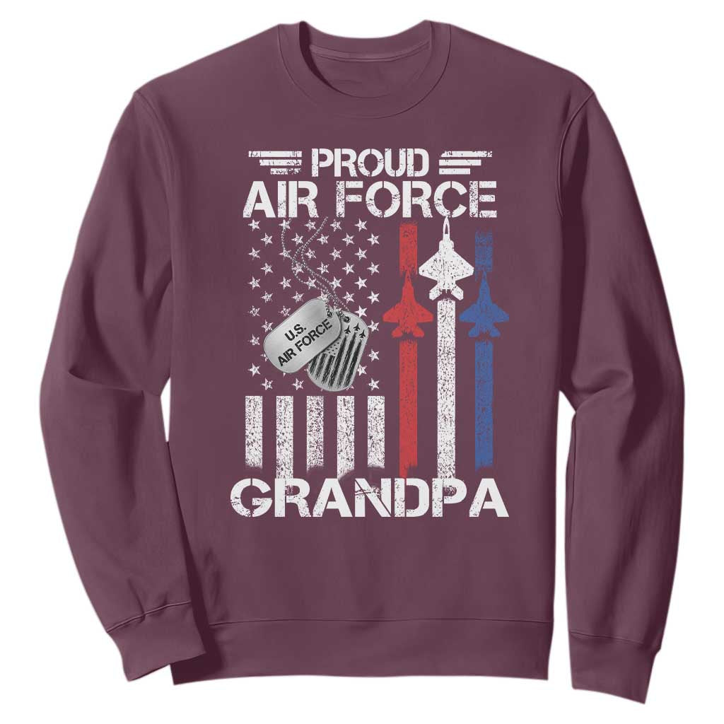 Proud Air Force Grandpa Sweatshirt Military Army Grandfather Vintage American Flag