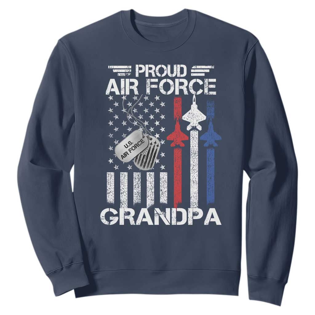 Proud Air Force Grandpa Sweatshirt Military Army Grandfather Vintage American Flag