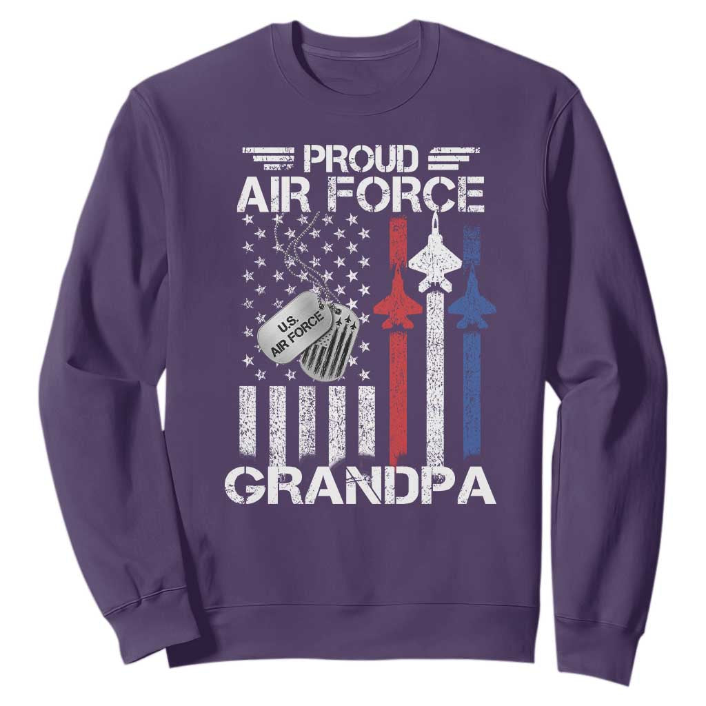 Proud Air Force Grandpa Sweatshirt Military Army Grandfather Vintage American Flag