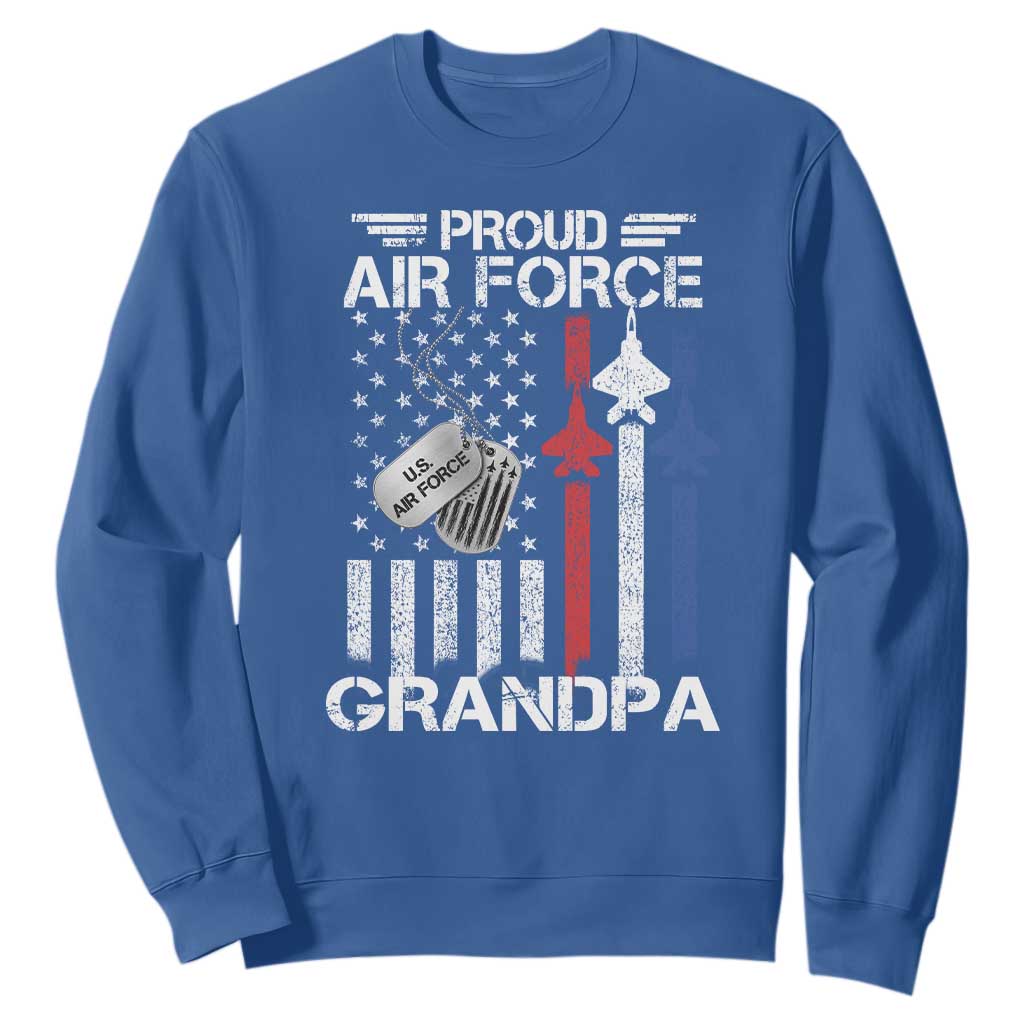 Proud Air Force Grandpa Sweatshirt Military Army Grandfather Vintage American Flag