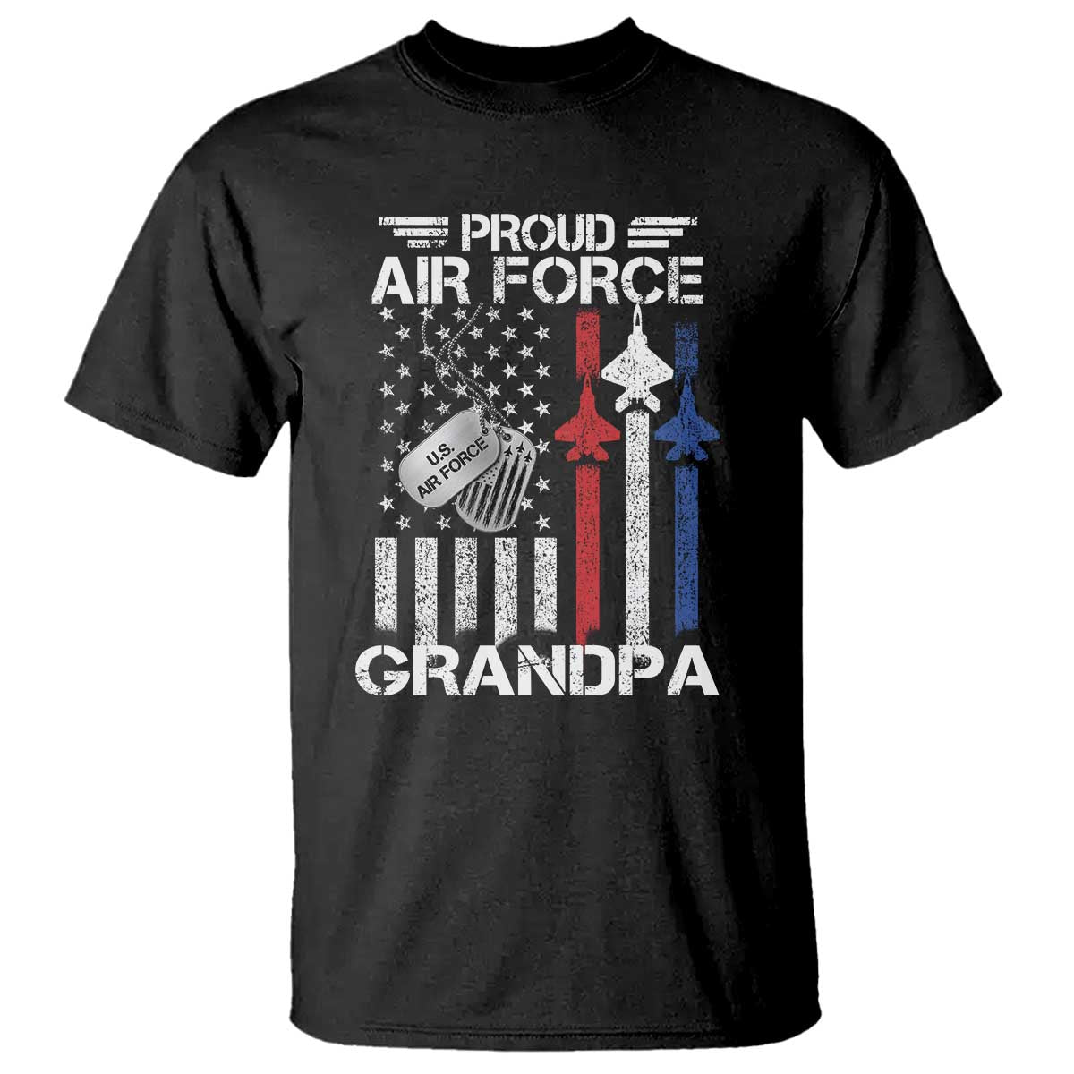 Proud Air Force Grandpa T Shirt Military Army Grandfather Vintage American Flag TS11 Black Print Your Wear