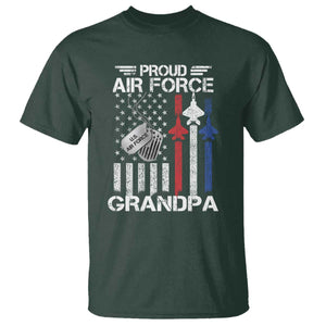Proud Air Force Grandpa T Shirt Military Army Grandfather Vintage American Flag