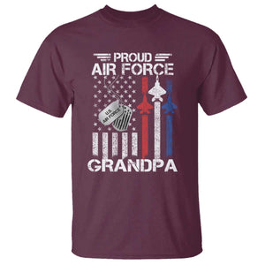 Proud Air Force Grandpa T Shirt Military Army Grandfather Vintage American Flag