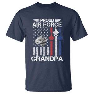 Proud Air Force Grandpa T Shirt Military Army Grandfather Vintage American Flag