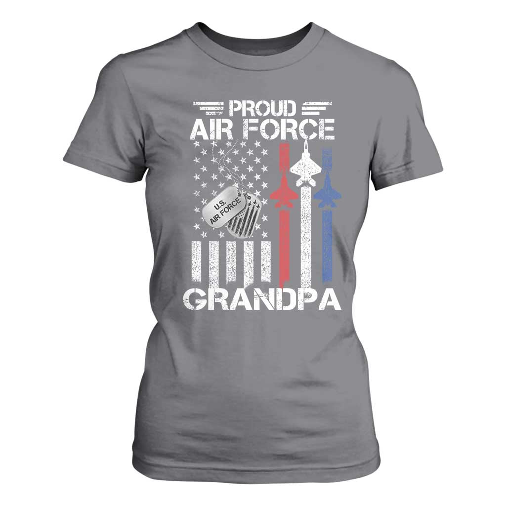 Proud Air Force Grandpa T Shirt For Women Military Army Grandfather Vintage American Flag