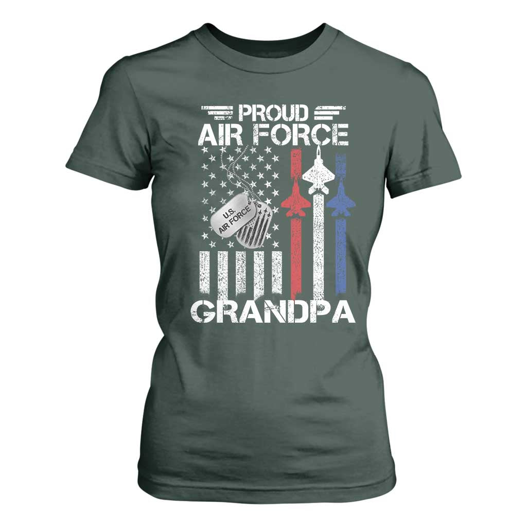 Proud Air Force Grandpa T Shirt For Women Military Army Grandfather Vintage American Flag