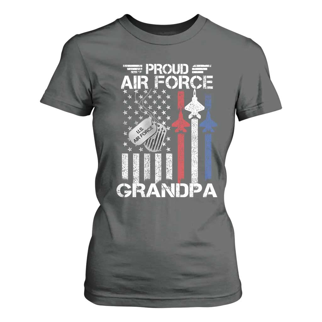 Proud Air Force Grandpa T Shirt For Women Military Army Grandfather Vintage American Flag