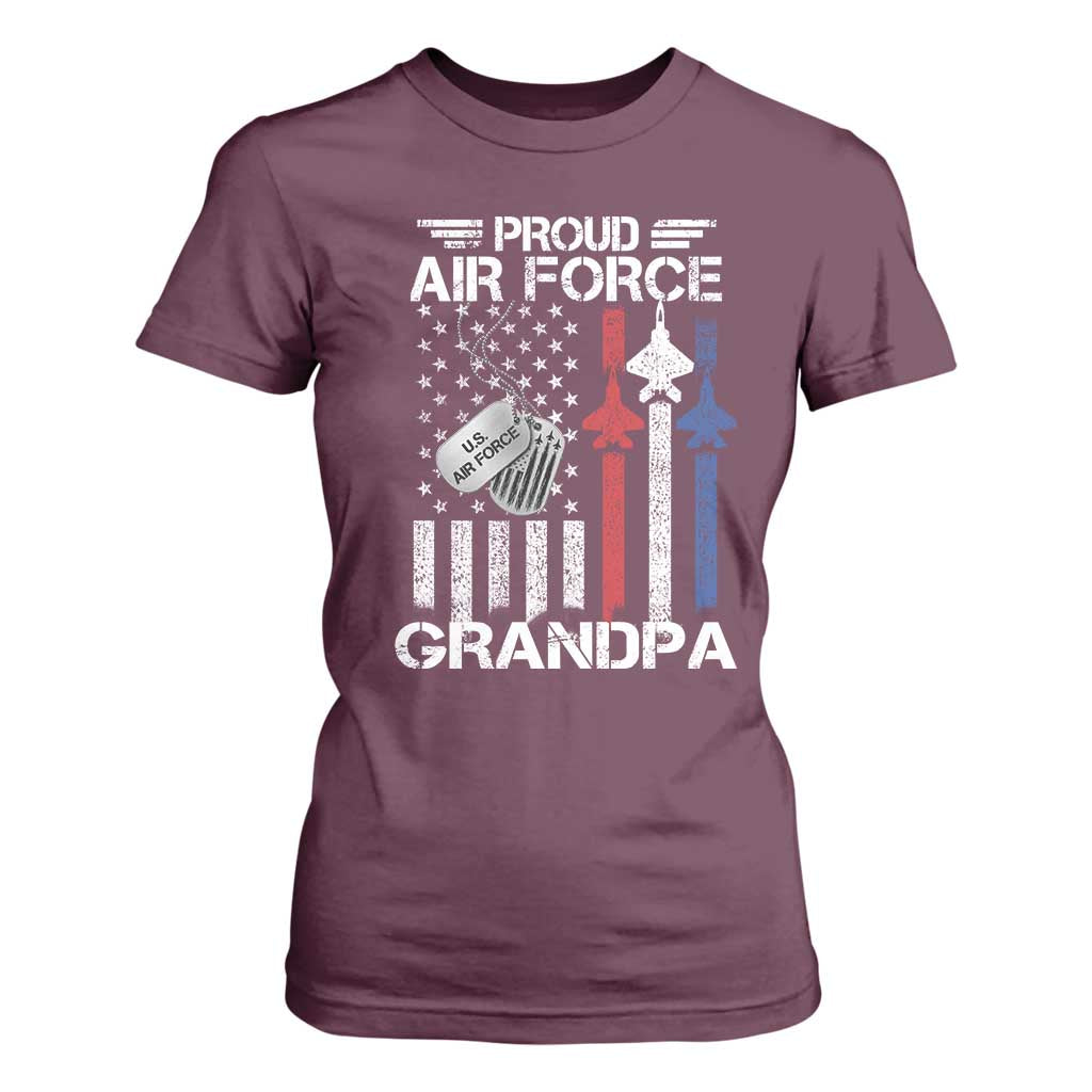 Proud Air Force Grandpa T Shirt For Women Military Army Grandfather Vintage American Flag