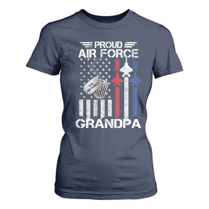 Proud Air Force Grandpa T Shirt For Women Military Army Grandfather Vintage American Flag