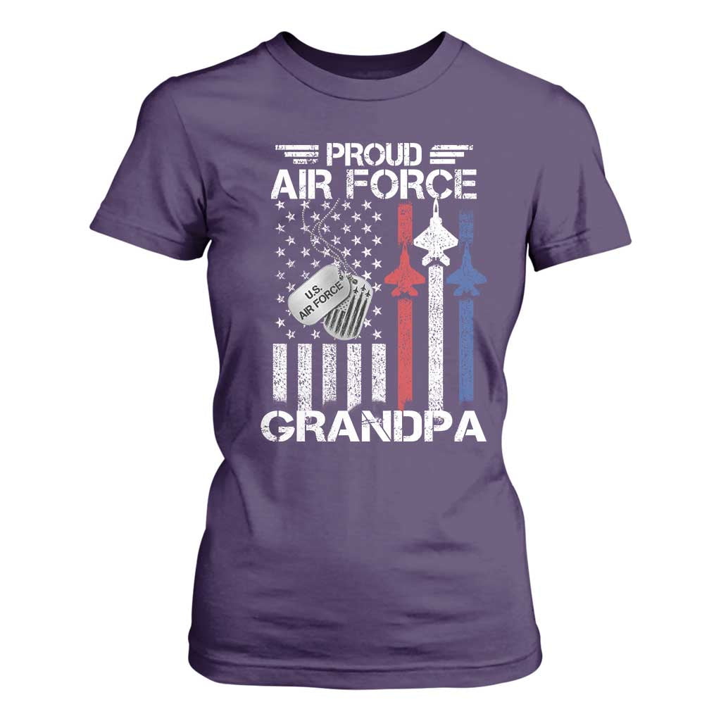 Proud Air Force Grandpa T Shirt For Women Military Army Grandfather Vintage American Flag