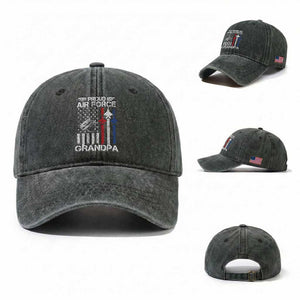 Proud Air Force Grandpa Washed Cotton Baseball Cap Military Army Grandfather Vintage American Flag