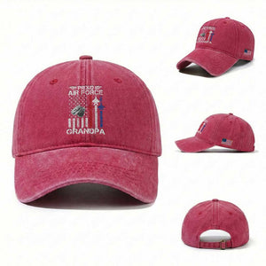 Proud Air Force Grandpa Washed Cotton Baseball Cap Military Army Grandfather Vintage American Flag