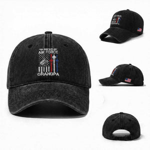 Proud Air Force Grandpa Washed Cotton Baseball Cap Military Army Grandfather Vintage American Flag