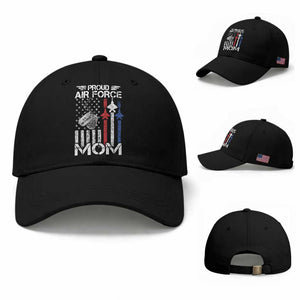 Proud Air Force Mom Baseball Cap Military Army Mama Vintage American Flag TS11 Baseball Cap Universal Fit Black Print Your Wear