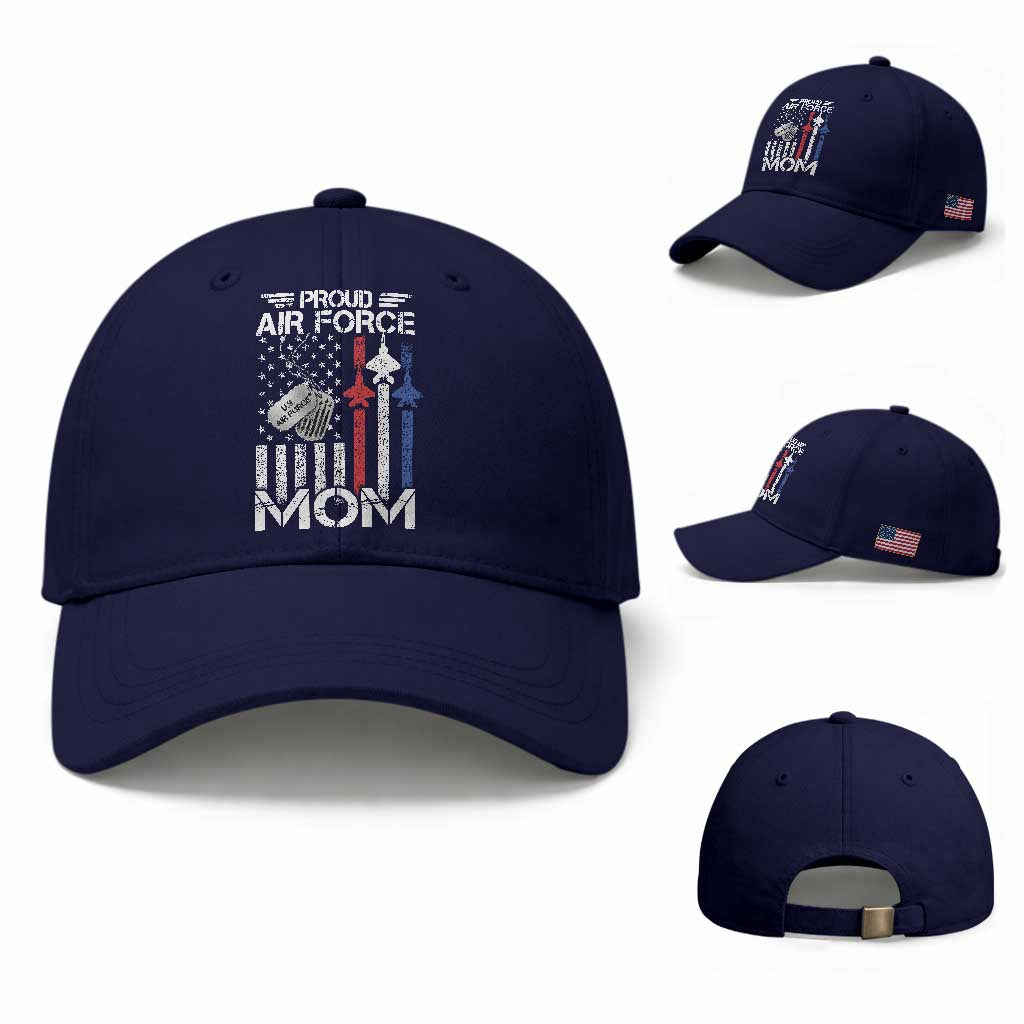 Proud Air Force Mom Baseball Cap Military Army Mama Vintage American Flag TS11 Baseball Cap Universal Fit Dark Blue Print Your Wear