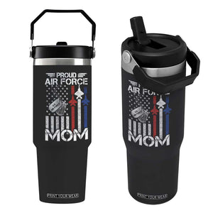 Proud Air Force Mom Flip Straw Tumbler Military Army Mama Vintage American Flag TS11 One Size: 30 oz Black Print Your Wear