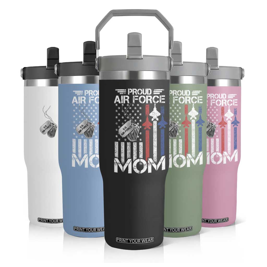 Proud Air Force Mom Flip Straw Tumbler Military Army Mama Vintage American Flag TS11 Print Your Wear