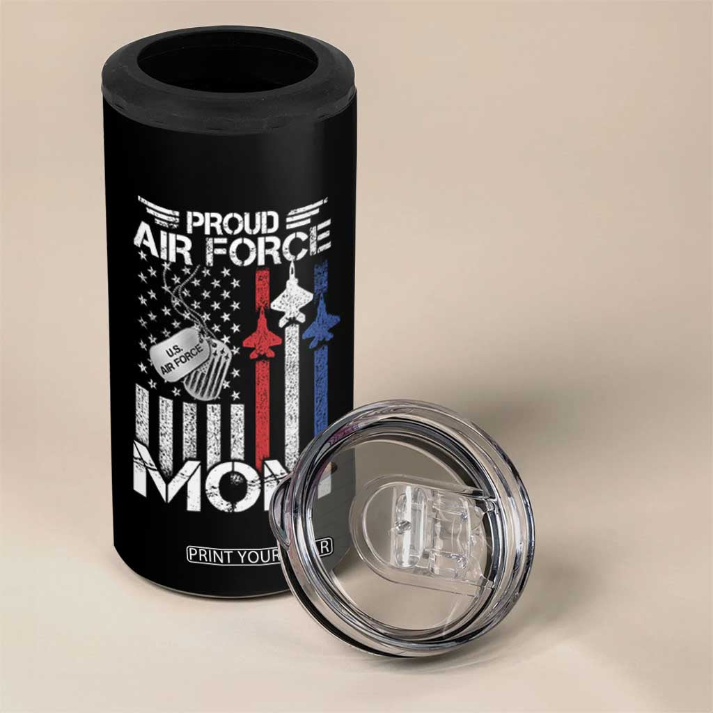 Proud Air Force Mom 4 in 1 Can Cooler Tumbler Military Army Mama Vintage American Flag TS11 Print Your Wear