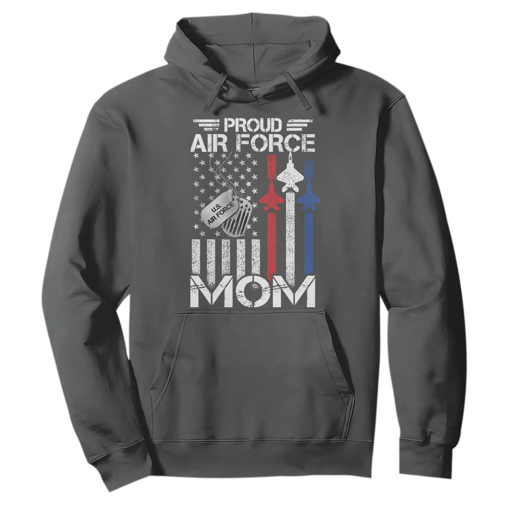 Proud Air Force Mom Hoodie Military Army Mama Vintage American Flag TS11 Dark Heather Print Your Wear