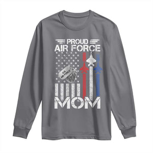 Proud Air Force Mom Long Sleeve Shirt Military Army Mama Vintage American Flag TS11 Charcoal Print Your Wear