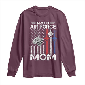 Proud Air Force Mom Long Sleeve Shirt Military Army Mama Vintage American Flag TS11 Maroon Print Your Wear