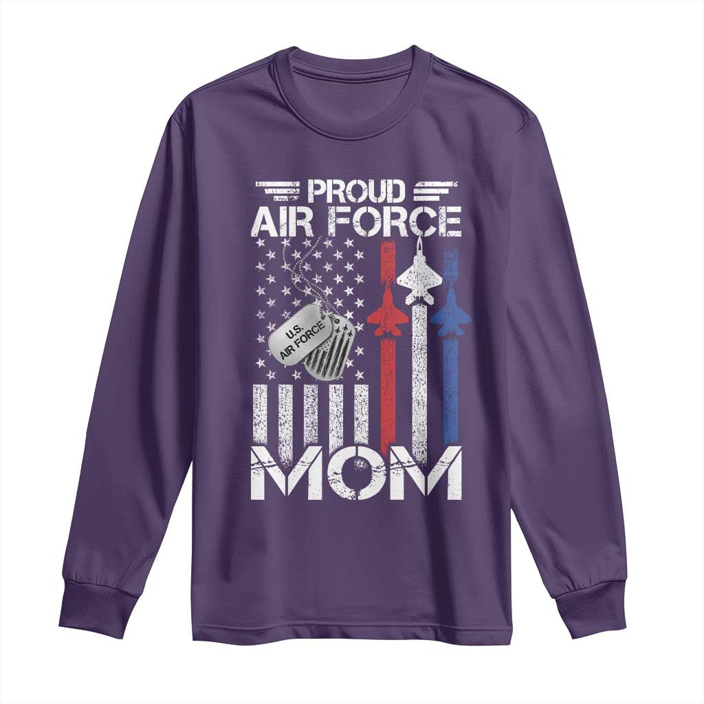 Proud Air Force Mom Long Sleeve Shirt Military Army Mama Vintage American Flag TS11 Purple Print Your Wear