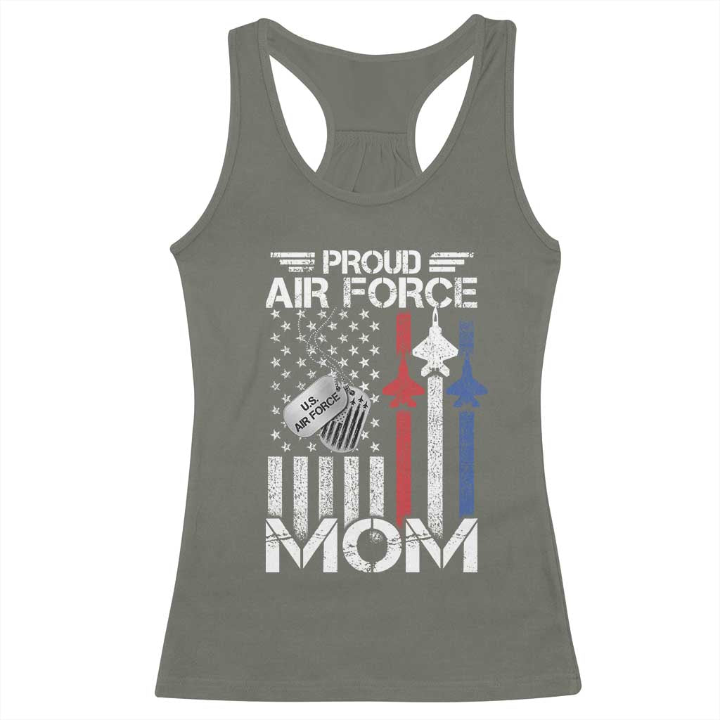 Proud Air Force Mom Racerback Tank Top Military Army Mama Vintage American Flag TS11 Military Green Print Your Wear