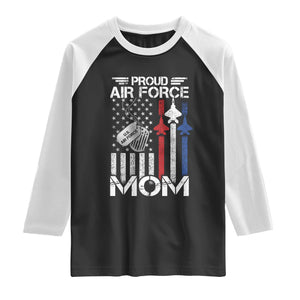 Proud Air Force Mom Raglan Shirt Military Army Mama Vintage American Flag TS11 Black White Print Your Wear