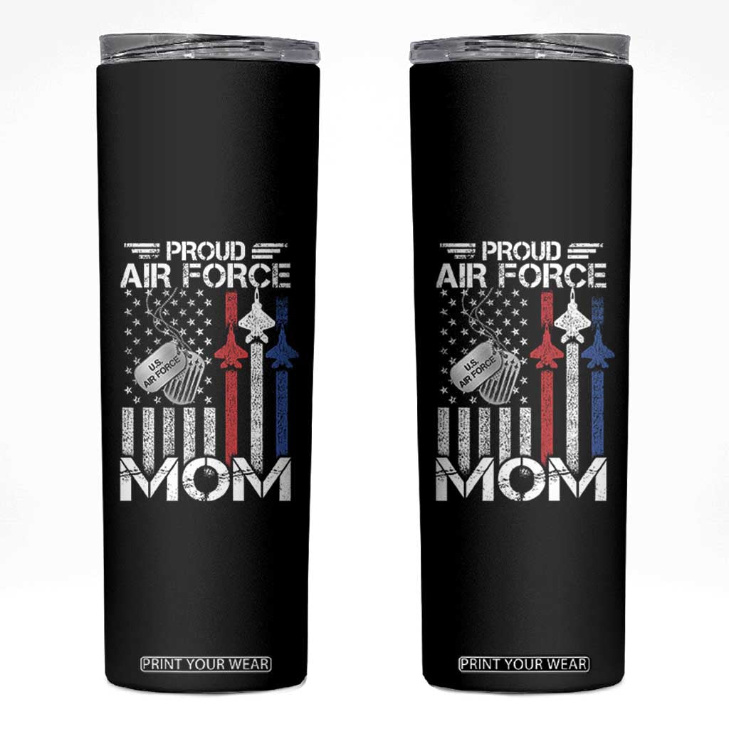 Proud Air Force Mom Skinny Tumbler Military Army Mama Vintage American Flag TS11 Black Print Your Wear