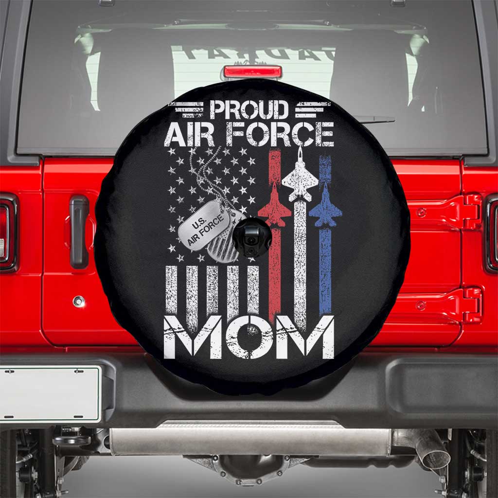 Proud Air Force Mom Spare Tire Cover Military Army Mama Vintage American Flag TS11 Black Print Your Wear