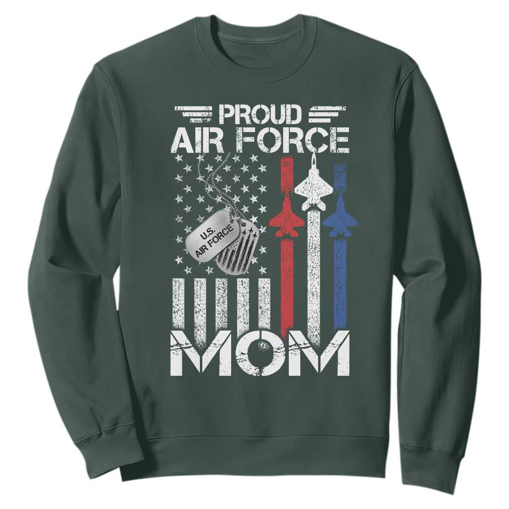 Proud Air Force Mom Sweatshirt Military Army Mama Vintage American Flag TS11 Dark Forest Green Print Your Wear