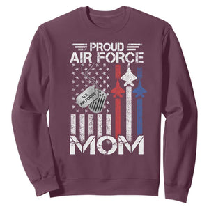 Proud Air Force Mom Sweatshirt Military Army Mama Vintage American Flag TS11 Maroon Print Your Wear