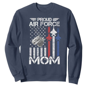 Proud Air Force Mom Sweatshirt Military Army Mama Vintage American Flag TS11 Navy Print Your Wear