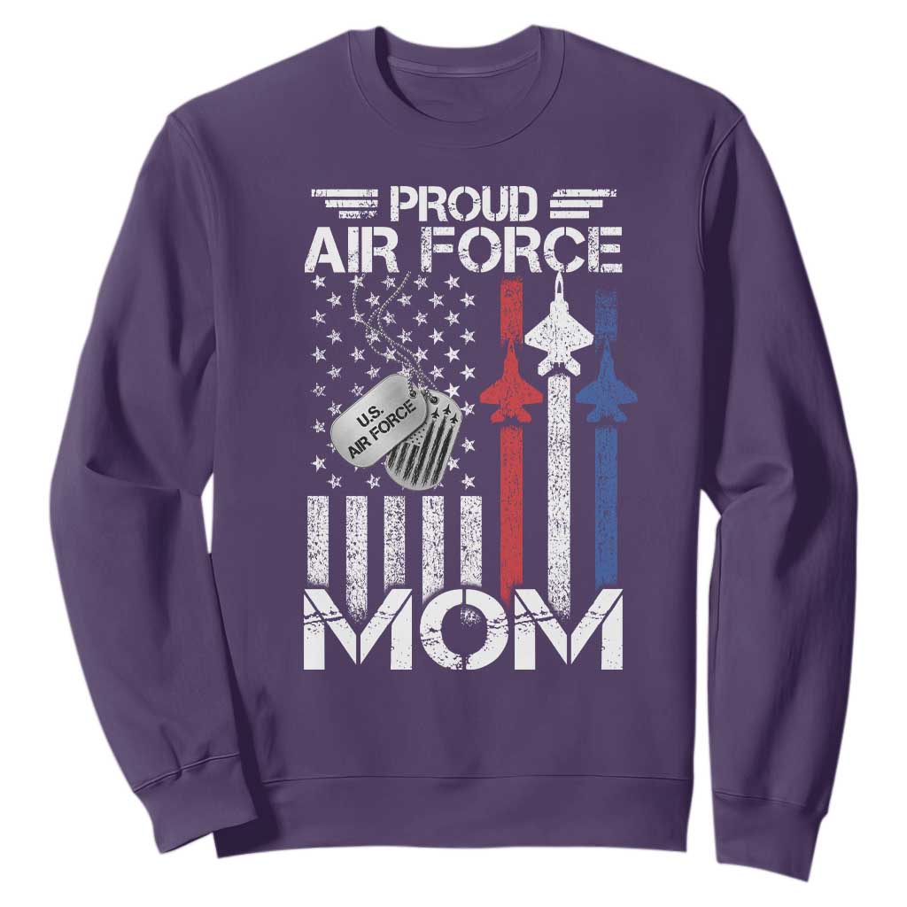 Proud Air Force Mom Sweatshirt Military Army Mama Vintage American Flag TS11 Purple Print Your Wear