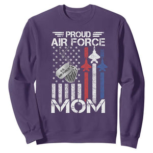 Proud Air Force Mom Sweatshirt Military Army Mama Vintage American Flag TS11 Purple Print Your Wear