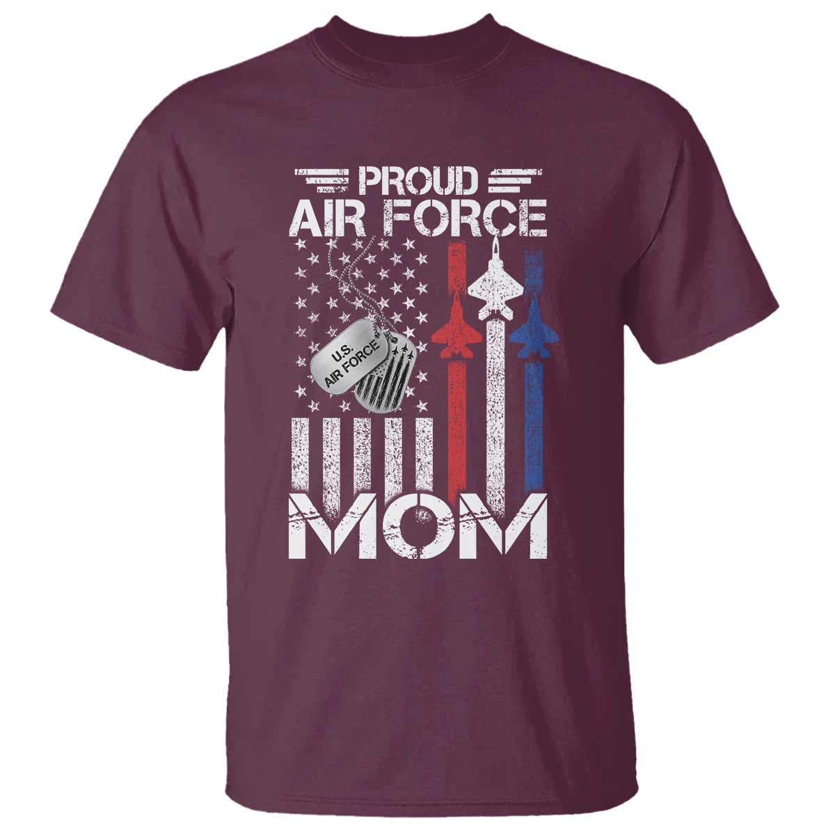 Proud Air Force Mom T Shirt Military Army Mama Vintage American Flag TS11 Maroon Print Your Wear