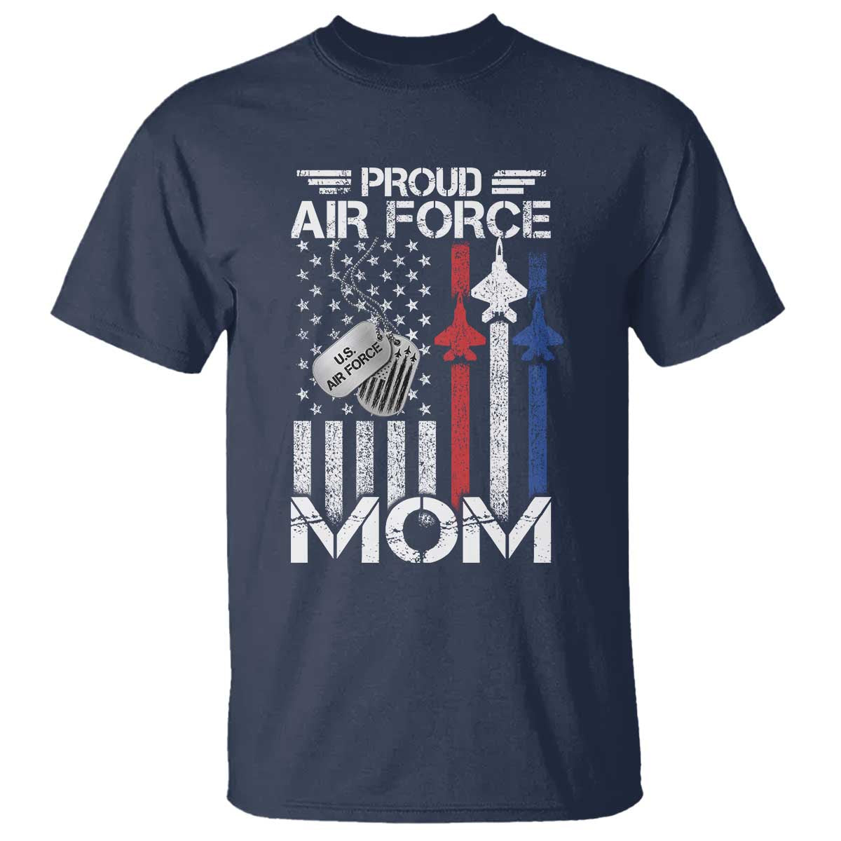 Proud Air Force Mom T Shirt Military Army Mama Vintage American Flag TS11 Navy Print Your Wear