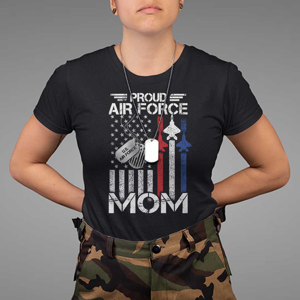 Proud Air Force Mom T Shirt Military Army Mama Vintage American Flag TS11 Black Print Your Wear