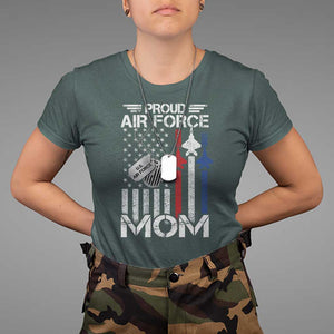 Proud Air Force Mom T Shirt Military Army Mama Vintage American Flag TS11 Dark Forest Green Print Your Wear