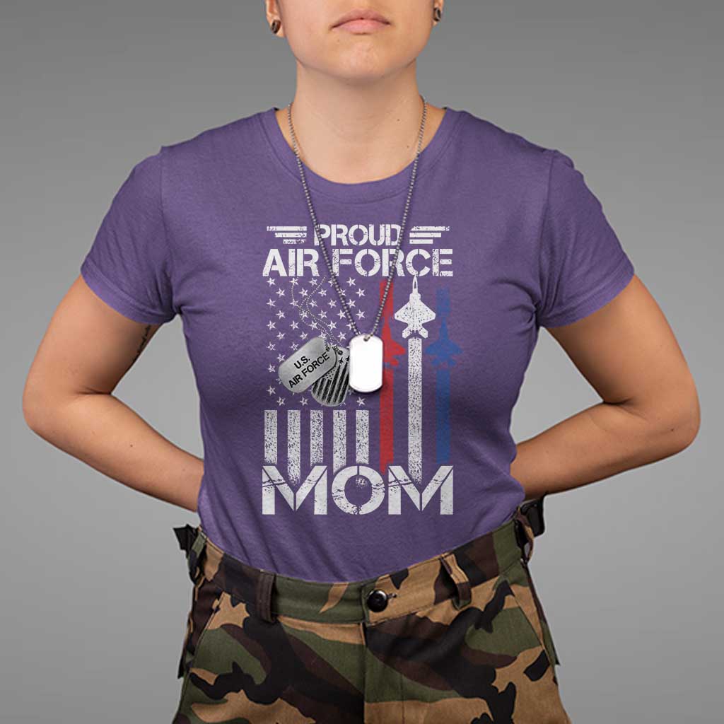 Proud Air Force Mom T Shirt Military Army Mama Vintage American Flag TS11 Purple Print Your Wear